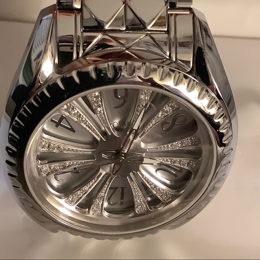 VTG 2009 Genuine Swiss ICETEK Watch Custom S.S band . Platinum/diamond spinner